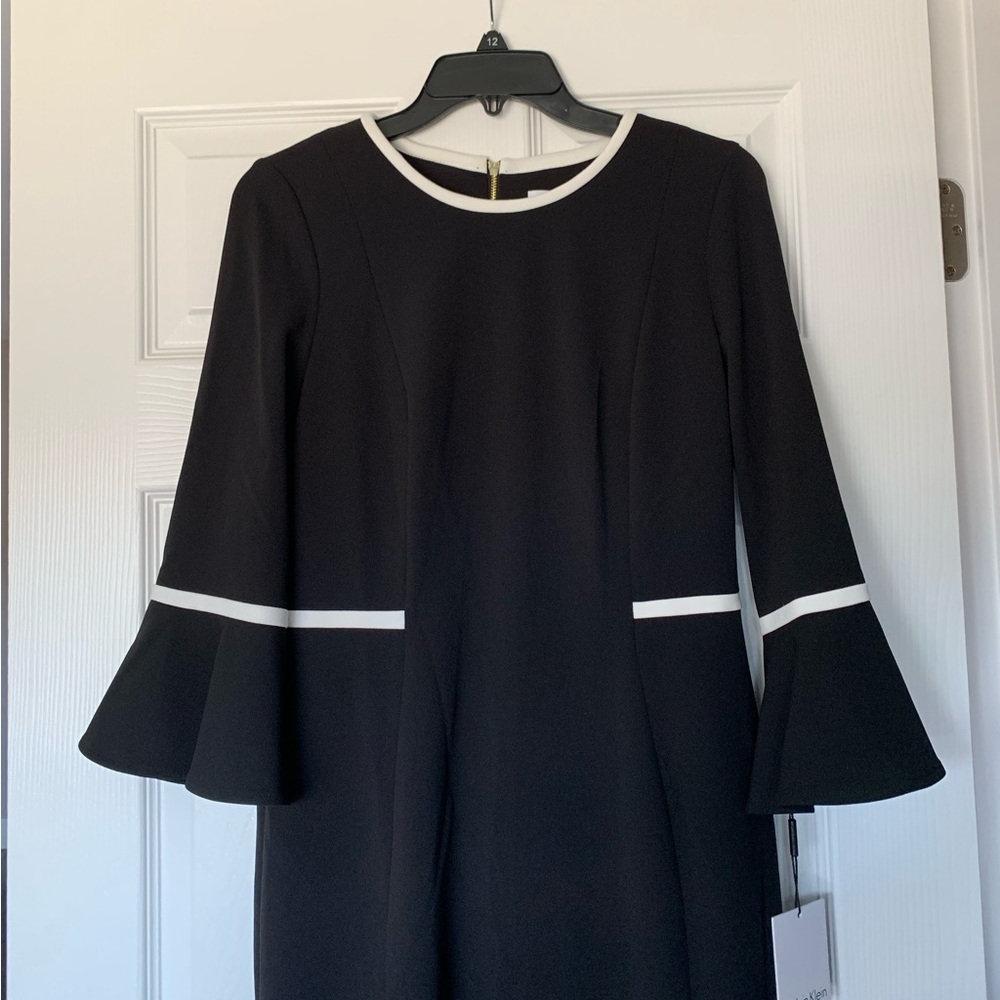 NWT Calvin Klein Sheath Dress Ruffle Sleeves - Size 8